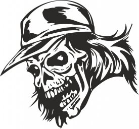 Векторное изображение зомби череп в шляпе оскал зомби вектор стикеры