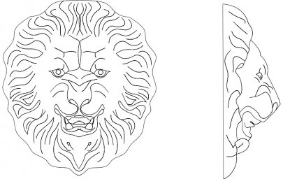 Скачать dxf - Голова льва морда льва контур эскизы тату раскраска