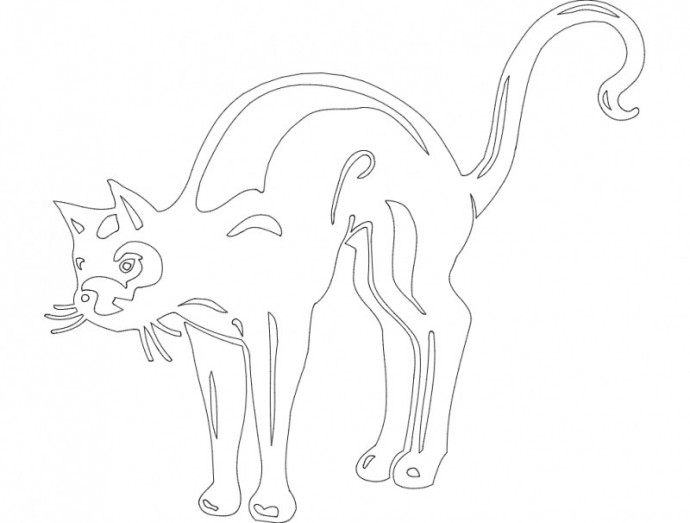 Скачать dxf - Кошка контур шаблон трафарет кошки для аппликации трафареты