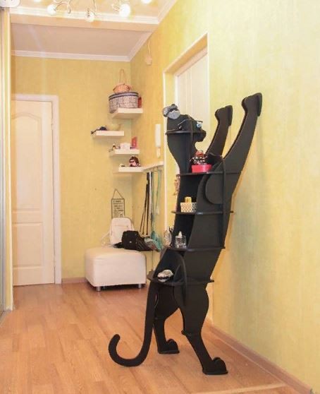 Скачать dxf - Кошки кошачьи домики полка в форме кота полка