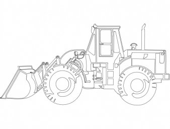 Скачать dxf - Раскраска трактор катерпиллер погрузчик амкодор 342в габаритный чертеж