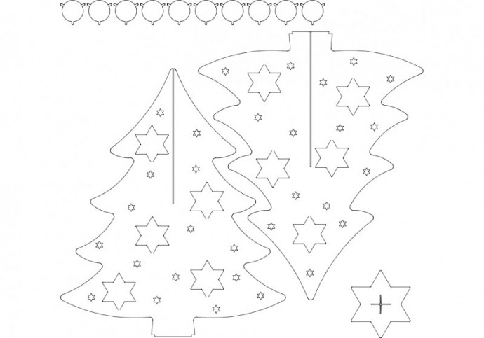 Скачать dxf - Трафарет елки для вырезания трафарет елочки шаблон елочка