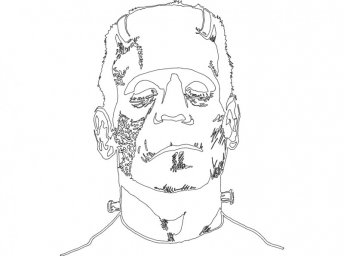 Скачать dxf - Голова франкенштейна раскраска рисунок на лице франкенштейн лицо
