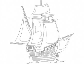 Скачать dxf - Раскраска корабль рисунок корабля раскраска корабль с парусами