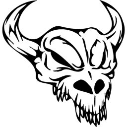 Скачать dxf - Эмблема черепа демона череп с рогами череп набросок