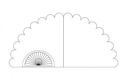 Скачать dxf - Веер трафарет веер шаблон веер силуэт бумажный веер
