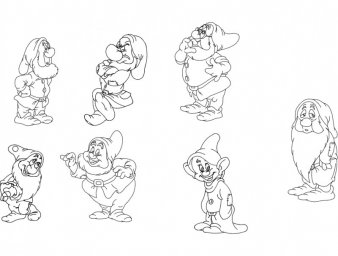 Скачать dxf - Мультипликационные рисунки рисунок эскизы персонажей гномики из белоснежки