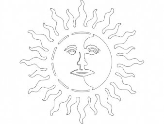 Скачать dxf - Солнце с лицом символ рисунок солнце с лицом