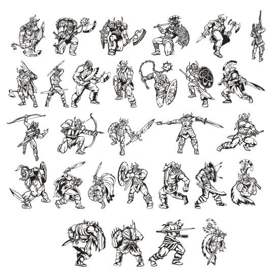 Скачать dxf - Персонажи рисунки эскизы персонажей концепт рисунки герои викинги