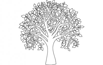 Скачать dxf - Деревья шаблоны для раскрашивания раскраска дерево с листьями