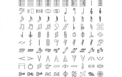 Скачать dxf - Символы музыкальные символы знаки страница с текстом иероглифы