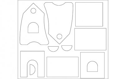 Скачать dxf - Трафарет пряничного домика пряничный домик выкройка трафарет храма