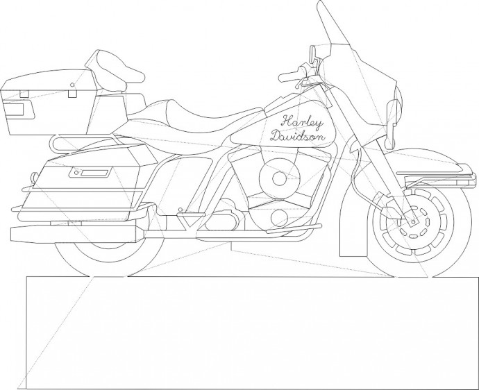 Скачать dxf - Мотоцикл харлей дэвидсон электро глайд чертежи honda goldwing