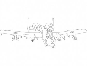 Скачать dxf - Чертеж самолета а-10 самолёт рисунки контур агрегата самолета