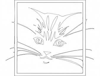 Скачать dxf - Контур кошки вытынанки кот рисунок мордочка кошки рисунок
