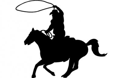 Скачать dxf - Силуэт ковбоя с лассо ковбой на лошади с