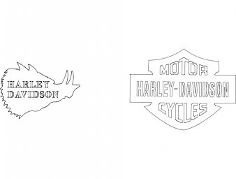 Скачать dxf - Harley davidson logo харлей дэвидсон компани лого чб