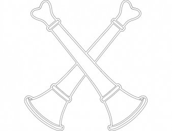 Скачать dxf - Эскиз перекрещенные топоры эмблемы кости крестом вектор