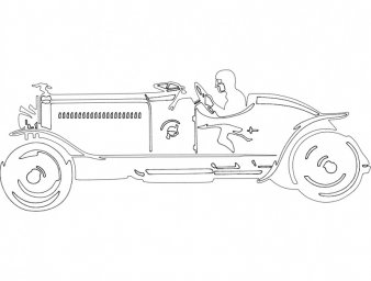 Скачать dxf - Автомобиль винтажные автомобили чертежи автомобили ретро раскраска карета
