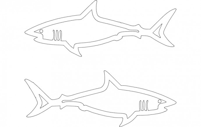 Скачать dxf - Контур акулы для вырезания рисунок акулы поэтапно рисунок