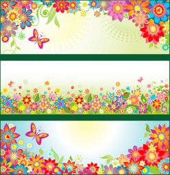 Цветочный баннер цветы векторные с праздником баннер горизонтальный фоны векторные цветы 4001