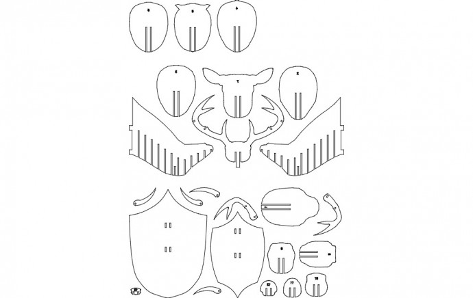 Скачать dxf - Голова оленя из фанеры чертежи голова оленя из