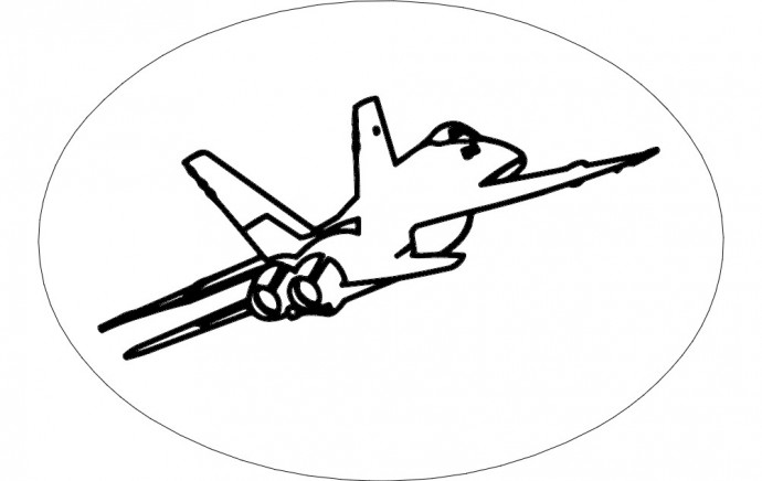Скачать dxf - Военный самолет рисунок контур трафарет самолет истребитель военный