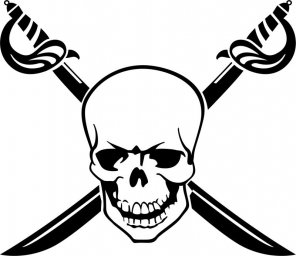 Наклейка череп череп пирата череп пиратский череп с саблями