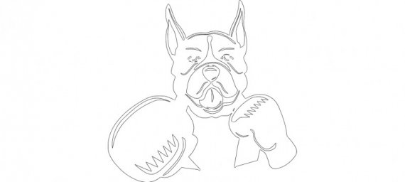 Скачать dxf - Рисунок шаблон собаки собака боксерская собака боксер эскизы
