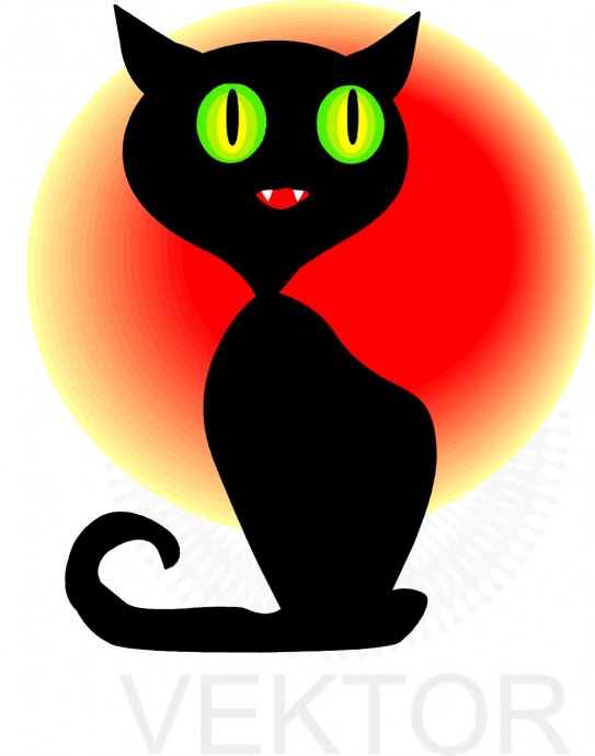 Чёрная кошка черная кошка мультяшная кошки силуэт кот вектор кошка