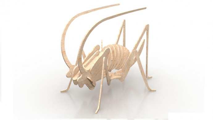 Скачать dxf - 3 д пазл насекомые кузнечик деревянный конструктор жук