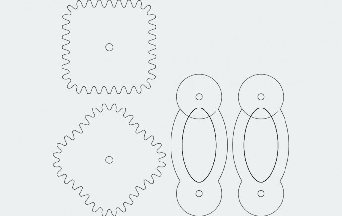 Скачать dxf - Шаблон квадратных шестерёнок шестеренки из фанеры чертежи квадратные