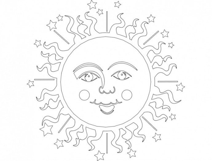 Скачать dxf - Солнце и луна для раскрашивания орнамент солнце луна