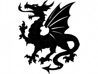 Скачать dxf - Европейский дракон силуэт дракон силуэт геральдический дракон векторный