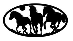 Скачать dxf - Круглый трафарет значок кони значок лошадка трафарет лошадь