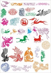 Рисунок символы восточного гороскопа китайские узоры животные силуэт мифический животный