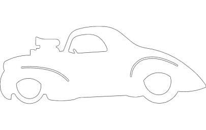Скачать dxf - Машинка контурный рисунок шаблон машины детский автомобиль dxf