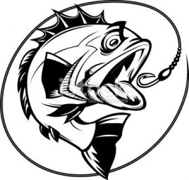 Скачать dxf - Эскиз для гравировки рыбалка fishing рыба чб рыба