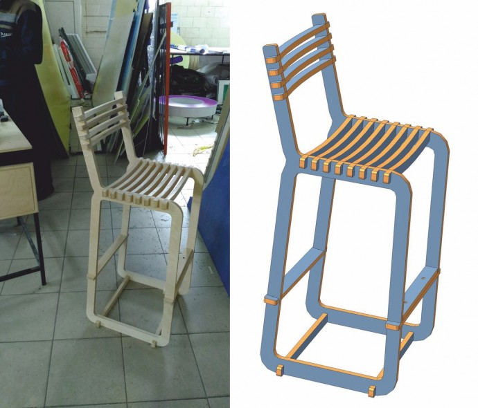 Скачать dxf - Стул дизайнерские стулья стул из фанеры табурет из