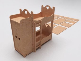 Кроватка для куклы из фанеры игрушечная деревянная кроватка со шкафчиком