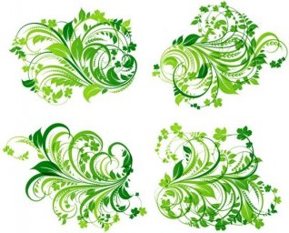 Орнамент с листьями и цветами зеленые завитушки орнамент растительный узор орнамент 663