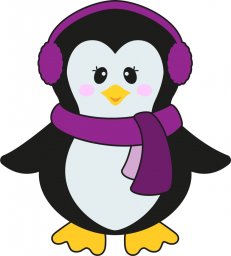 Скачать dxf - Пингвин для детей пингвин с шарфом рисунок для