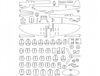 Скачать dxf - Истребитель из фанеры чертежи выпиливание из фанеры-чертёж самолёта