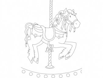 Скачать dxf - Раскраска лошади карусель рисунок лошадки карусель для раскраски