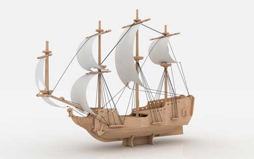 Скачать dxf - Модель парусника деревянный корабль парусный корабль корабль сувенир