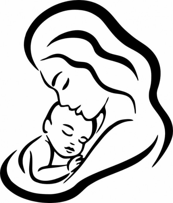 Скачать dxf - Мать и дитя рисунок мать и дитя черно