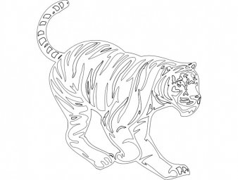Скачать dxf - Рисунок тигра раскраска тигра рисунок тигра карандашом тигра