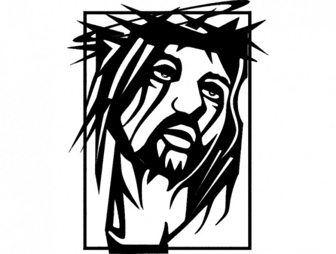 Скачать dxf - Векторные изображения лицо иисус рисунок трафарет иисус христос