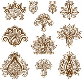 Мехенди эскизы узоры и орнаменты индийский растительный орнамент векторные узоры