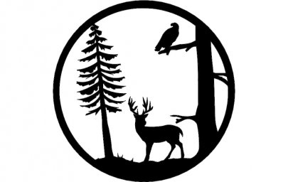 Скачать dxf - Трафареты силуэты леса олень олени в лесу dxf